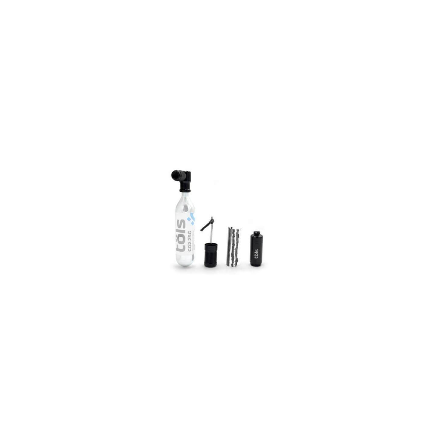 KIT DE REPARACION TUBELESS CON MECHAS + CO2 TOLS