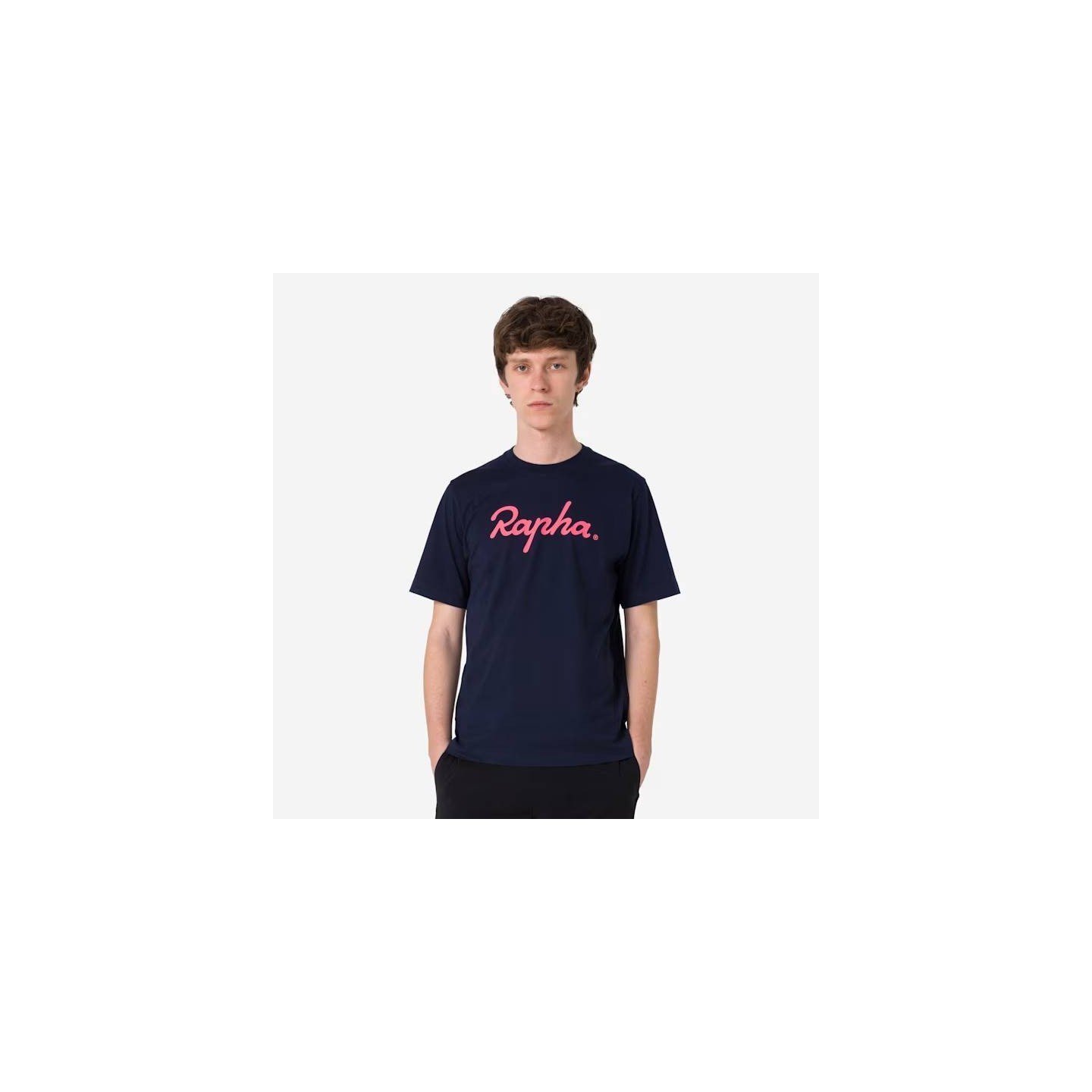 RAPHA MEN'S COTTON T-SHIRT LARGE LOGO NAVY
