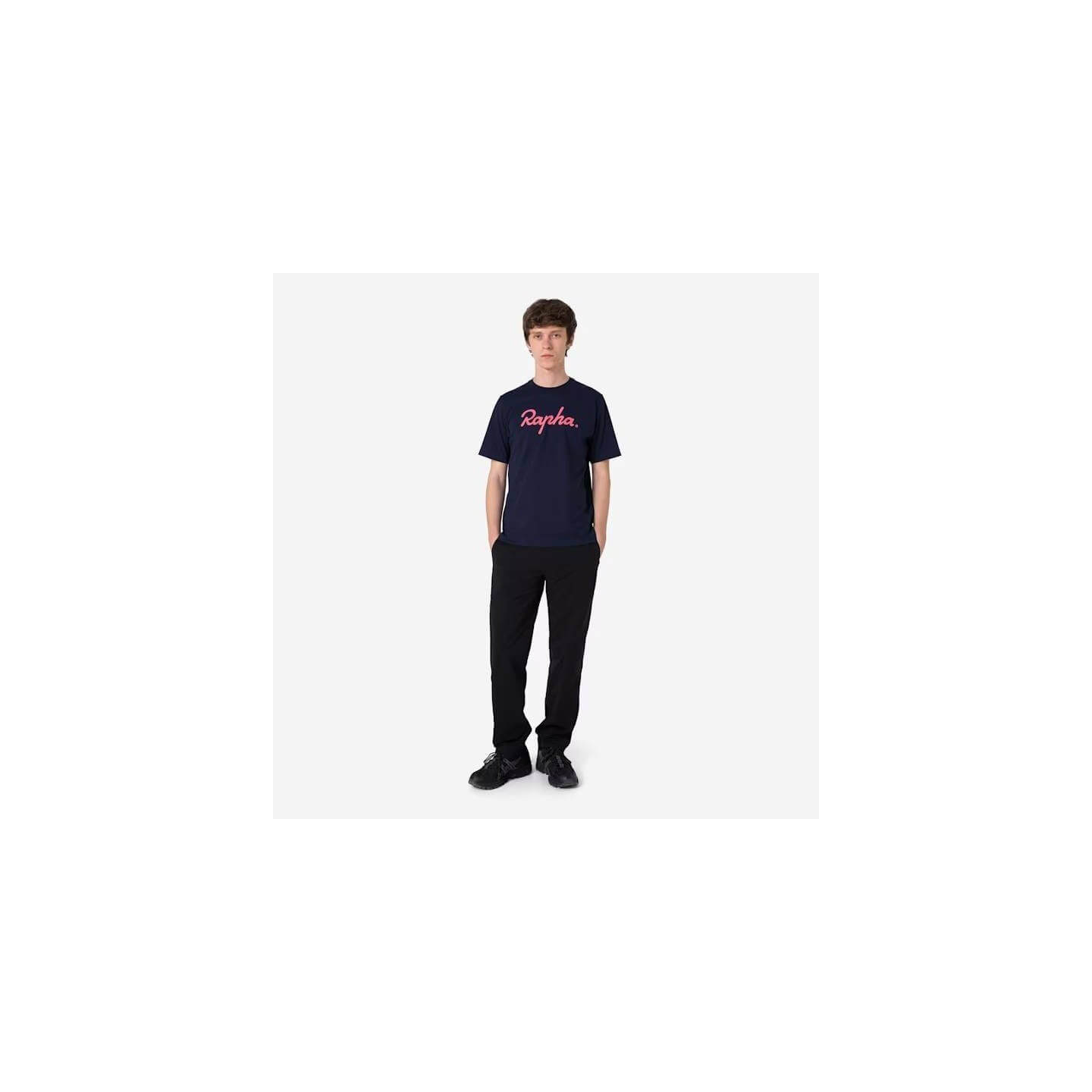 RAPHA MEN'S COTTON T-SHIRT LARGE LOGO NAVY