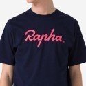 RAPHA MEN'S COTTON T-SHIRT LARGE LOGO NAVY