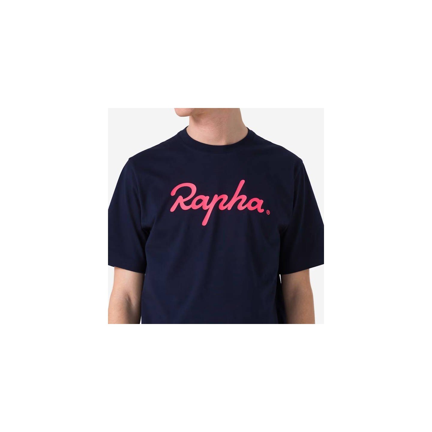 RAPHA MEN'S COTTON T-SHIRT LARGE LOGO NAVY