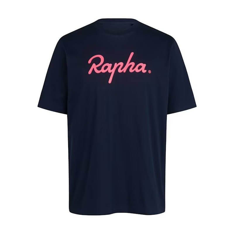 RAPHA MEN'S COTTON T-SHIRT LARGE LOGO NAVY