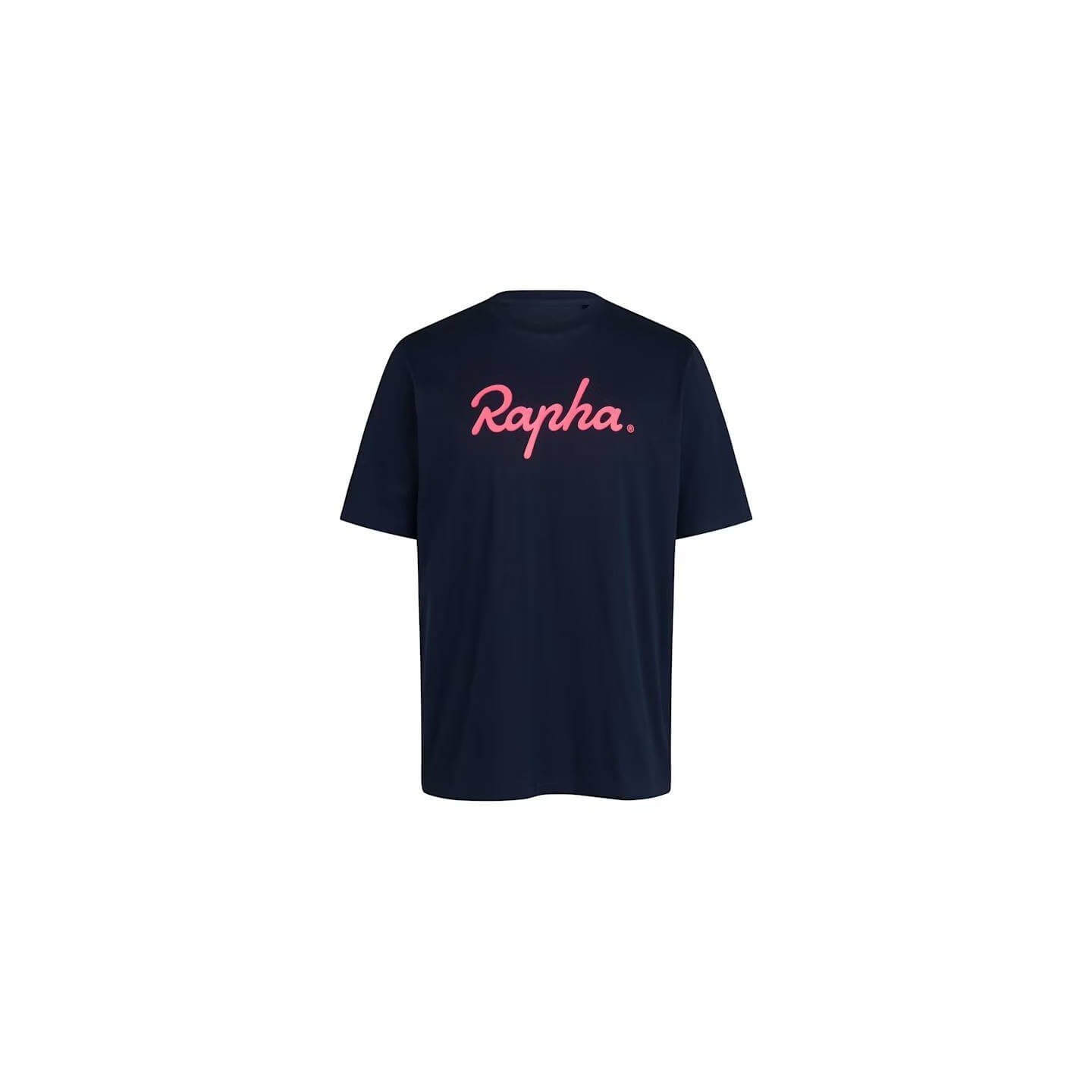 RAPHA MEN'S COTTON T-SHIRT LARGE LOGO NAVY
