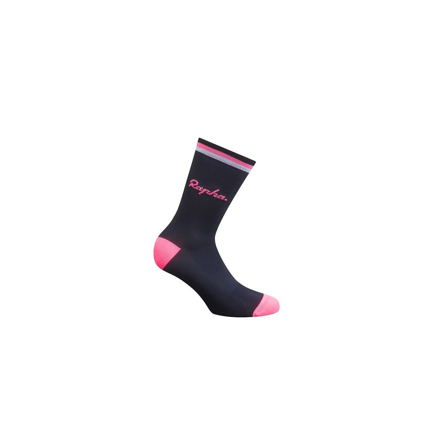 CALCETINES RAPHA LOGO BLANCO/NEGRO/ROSA | Ravet Bike