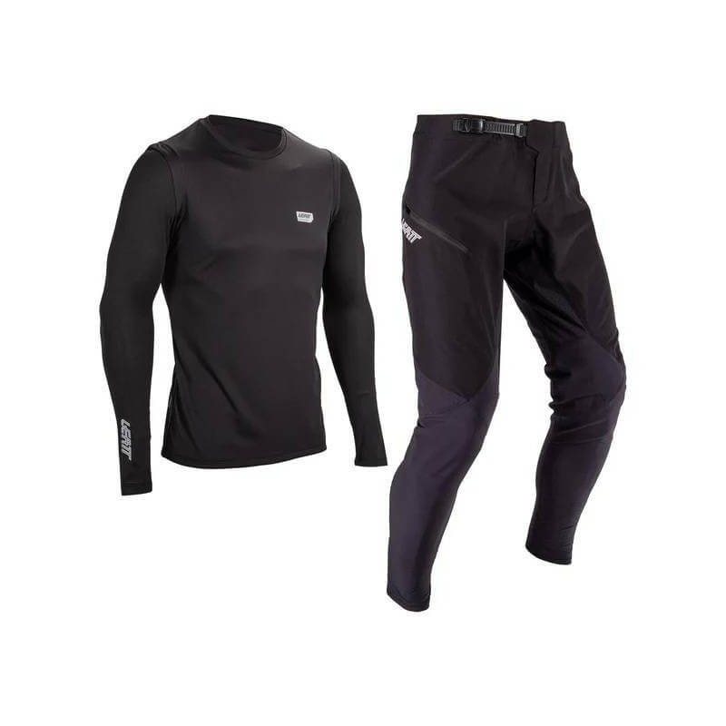 KIT LEATT MTB 1.0 CAMISERA + PANTALON MANGA LARGA NEGRO