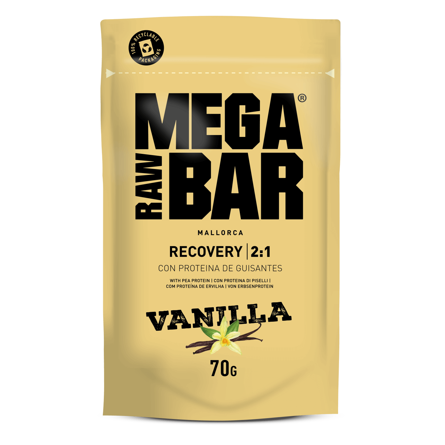 MEGARAWBAR MEGA RECOVERY VAINILLA INDIVIDUAL 70G | Ravet Bike