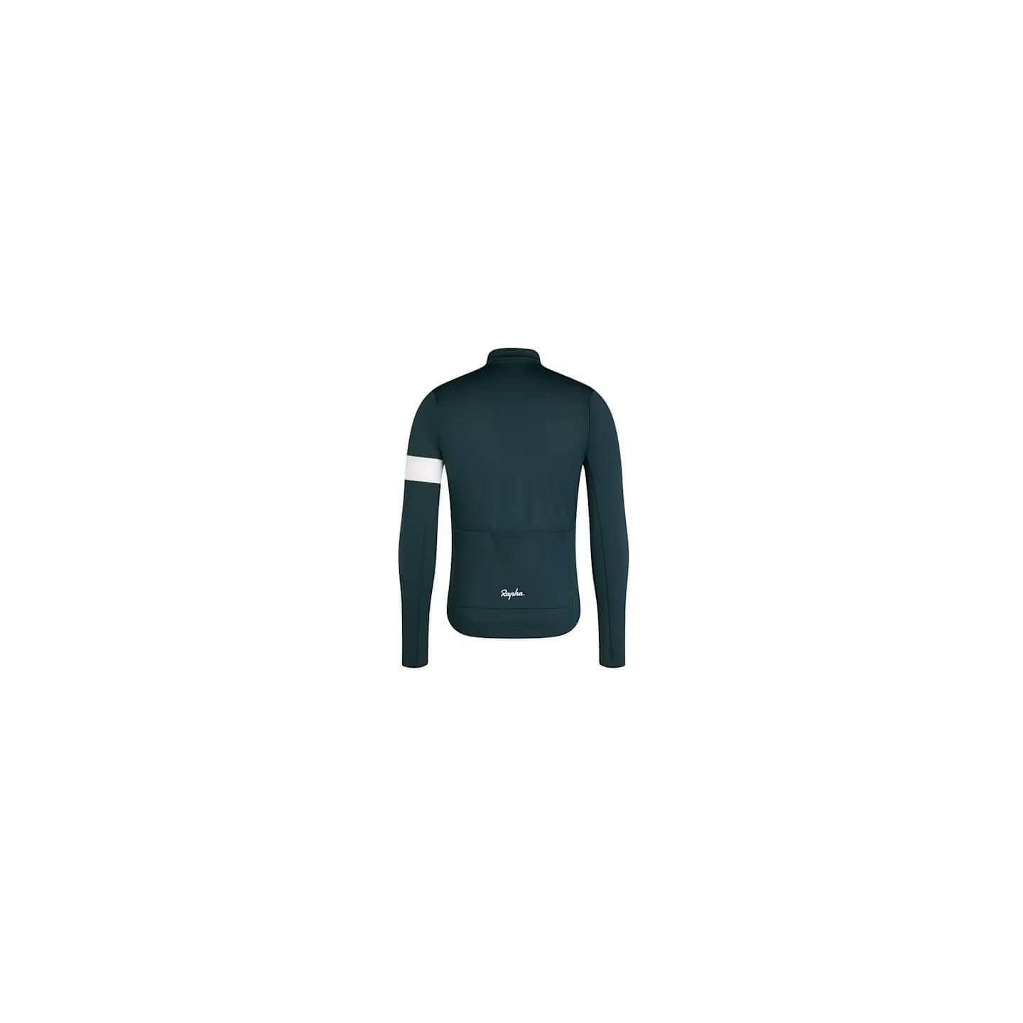 MEN'S RAPHA CORE THERMAL LONG SLEEVE JERSEY FOREST GREEN/WHITE | Ravet Bike