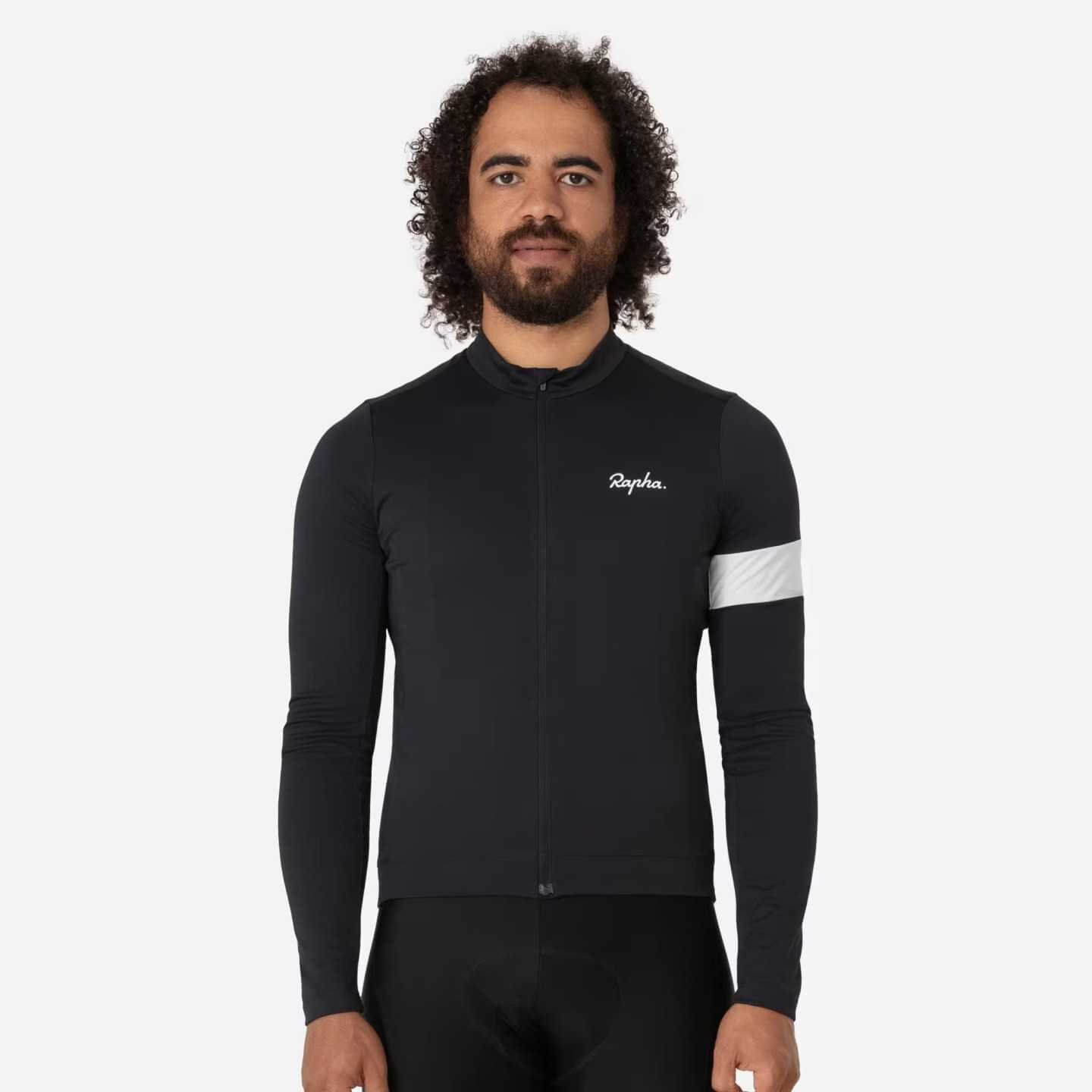 RAPHA MEN'S CORE THERMAL LONG SLEEVE JERSEY BLACK | Ravet Bike